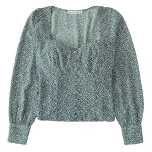Abercrombie & Fitch Green Floral Long Sleeve Top